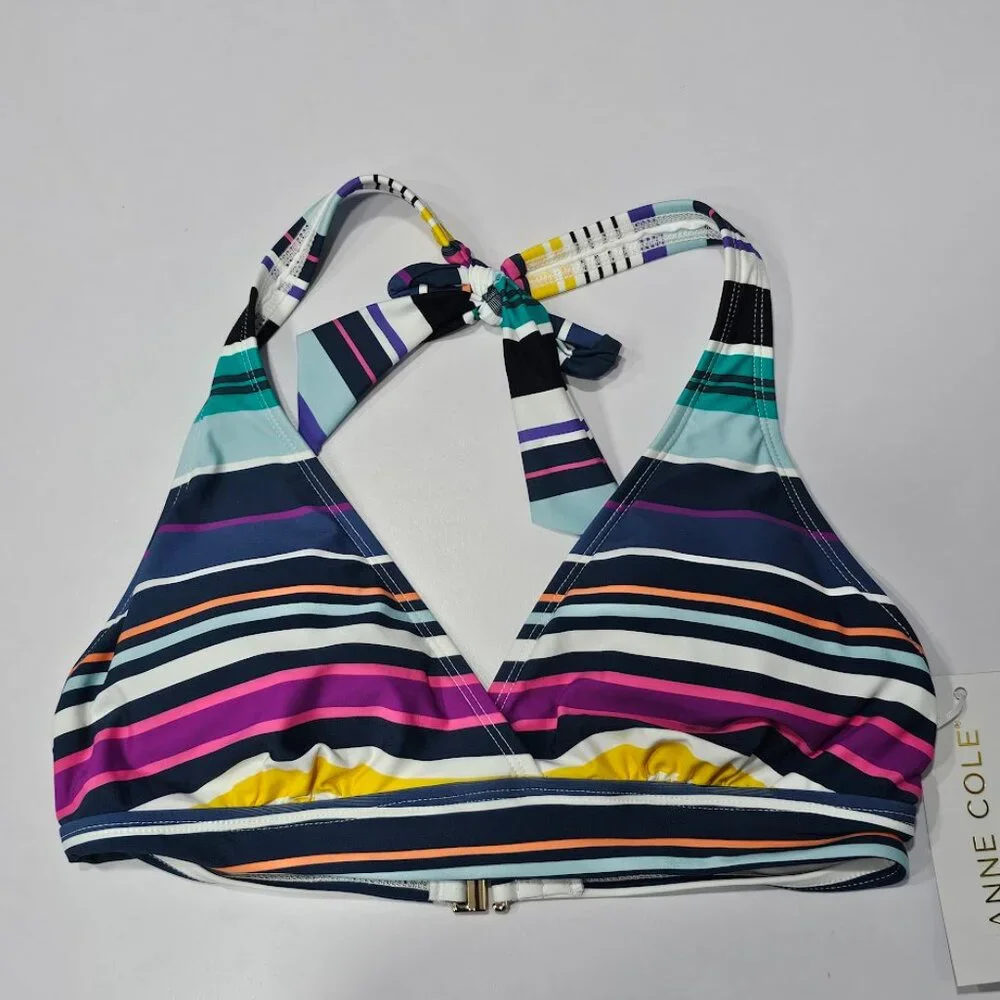 Anne Cole Marilyn Striped Halter Bikini Top